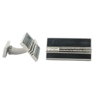 Pre-owned 1stdibs Cufflinks With Blue Sard-onyx And Brilliant Cut Diamonds Up To 0.20ct 18k Gold