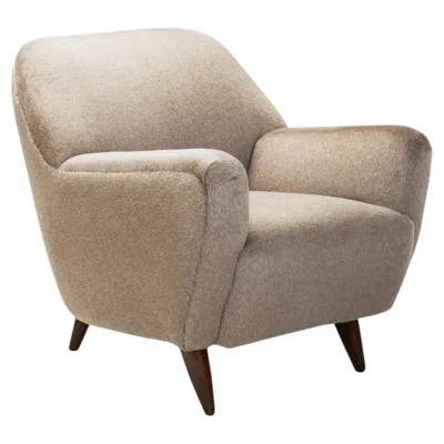 Pre-owned 1stdibs Curved Armchair In Taupe Upholstery, Europe Ca Mid-20th Century In Brown
