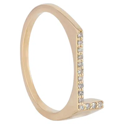 Pre-owned 1stdibs Customized Initial Jewelry Solid 14k Yellow Gold Natural Diamond L Letter Ring