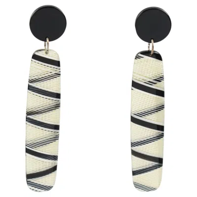 Pre-owned 1stdibs Dangle Drop Black And White Lucite Pierced Earrings