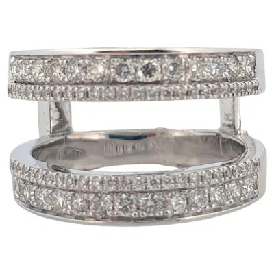 Pre-owned 1stdibs Darby Size 7.25 14k White Gold Modern Wrap Ring With .80 Ctw Natural Diamonds