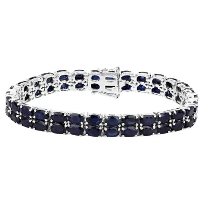 Pre-owned 1stdibs Dark Blue Sapphire Bracelet 28.80 Carats Sterling Silver