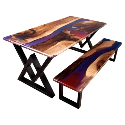 Pre-owned 1stdibs Dawn On The Battlefield Live Edge Ancient 200 Year Walnut Dining Table Set In Brown