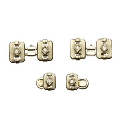 Pre-owned 1stdibs Deco Cufflinks In White Gold And Diamonds