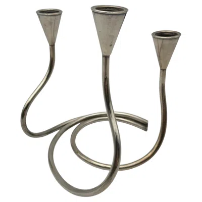 Pre-owned 1stdibs Design Silvered Metal Candlestick In Gray
