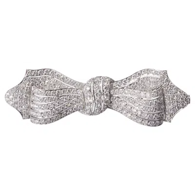 Pre-owned 1stdibs Diamond And White Gold Bow Brooch, Circa 1990, 5.00 Carats