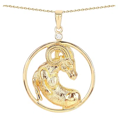 Pre-owned 1stdibs Diamond Aries Pendant 0.02 Carats Gold Plated Silver In Multi