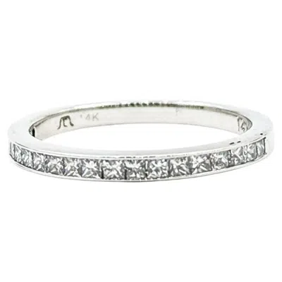 Pre-owned 1stdibs Diamond Bridal Band With Princess-cut Diamonds In 14k White Gold