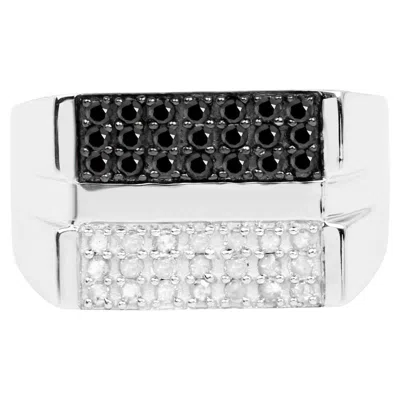 Pre-owned 1stdibs Diamond Cluster Ring Black White Sterling Silver