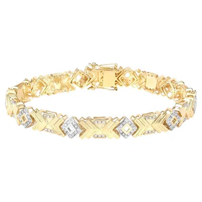 Pre-owned 1stdibs Diamond Cocktail Bracelet 14k Yellow Gold Plated Sterling Silver 9 Inches