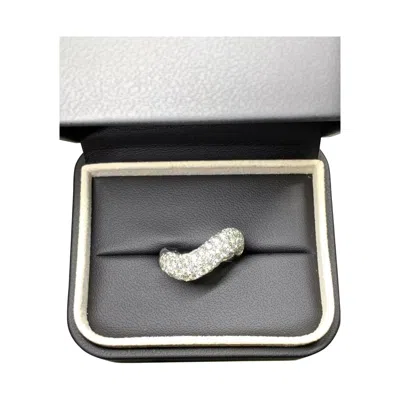 Pre-owned 1stdibs Diamond Curved Pave Wide Band Cocktail Bombe Ring In 18k White Gold