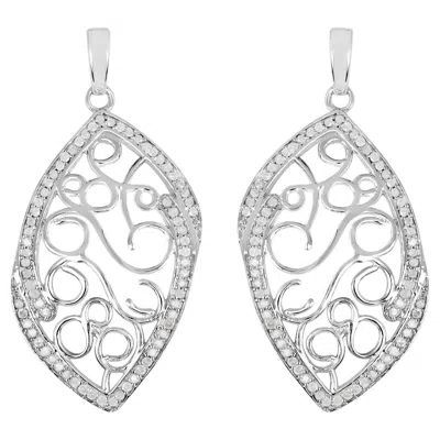 Pre-owned 1stdibs Diamond Dangle Earrings 0.7 Carats Rhodium Plated Silver In Multi