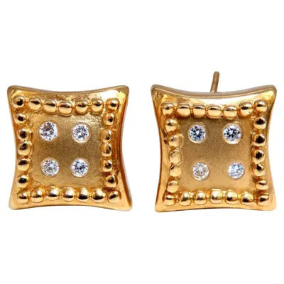 Pre-owned 1stdibs Diamond Dice Square Earrings .25 Carat 14 Karat Omega Clip* In Multi