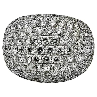 Pre-owned 1stdibs Diamond Encrusted 18k White Gold Bombe Dome Cocktail Ring