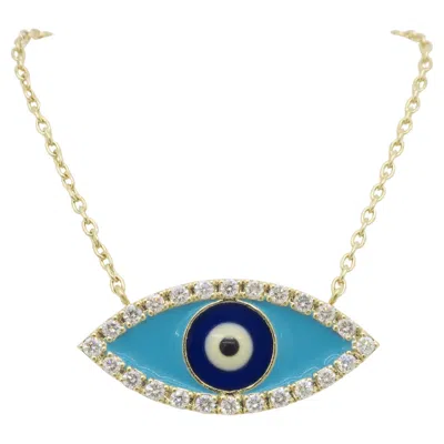 Pre-owned 1stdibs Diamond Evil Eye Station Necklace In Multi