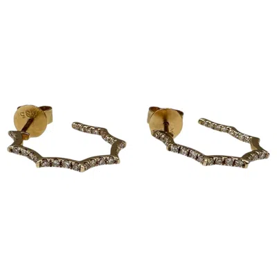 Pre-owned 1stdibs Diamond Hoop Earrings 14kt Yellow Gold 0.15ctw Gh I New
