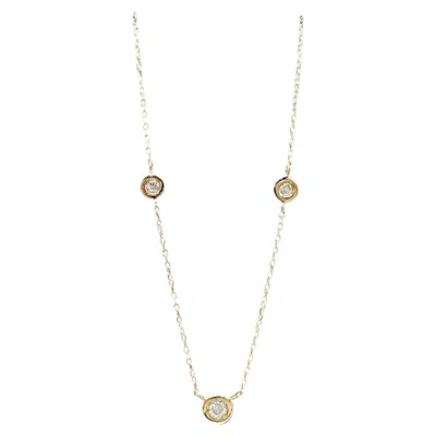 Pre-owned 1stdibs Diamond Necklace 14kt Yellow Gold 0.10ctw Gh I1 Adjustable New