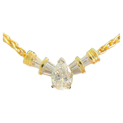 Pre-owned 1stdibs Diamond Pear And Baguette Necklace 14k Yellow Gold