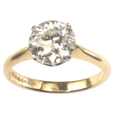 Pre-owned 1stdibs Diamond, Platinum And Gold Solitaire Ring, 2.05 Carats In Multi