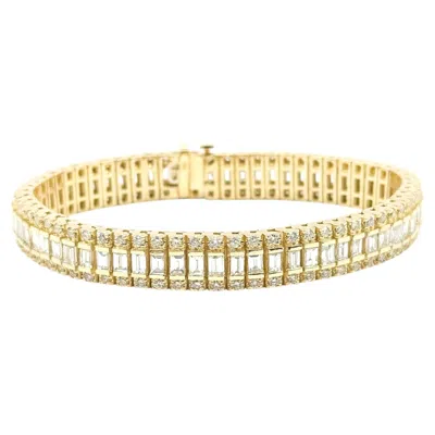 Pre-owned 1stdibs Diamond Railroad Bracelet In 14k Yellow Gold