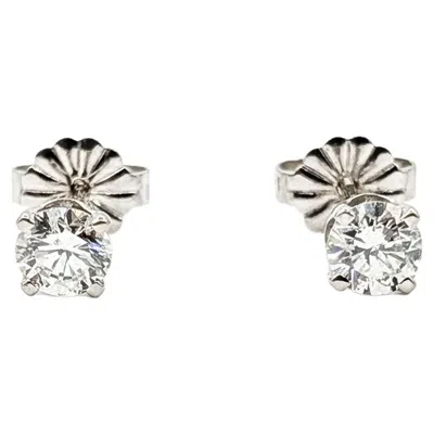 Pre-owned 1stdibs Diamond Stud Earrings In 14k White Gold