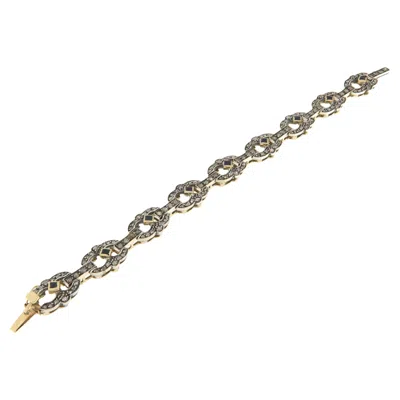 Pre-owned 1stdibs Diamonds Sapphires 14 Karat Yellow Gold Cuff Bracelet