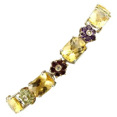 Pre-owned 1stdibs Diamonds, Sapphires, Topazes, Amethysts, Garnets Peridots 14 Karat Gold Bracelet In Purple