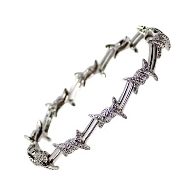 Pre-owned 1stdibs Djula Paris Barbelé 18k White Gold Barb Wire Bangle With Pave Diamonds