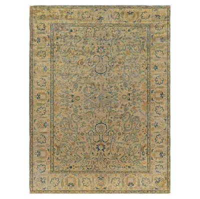 Pre-owned 1stdibs Doris Leslie Blau Antique Tabriz Allover Floral Cream Beige Rug - C. 1900 In White