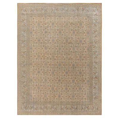 Pre-owned 1stdibs Doris Leslie Blau Antique Tabriz Allover Floral Light Beige Rug - C. 1900 In Brown