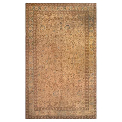 Pre-owned 1stdibs Doris Leslie Blau Antique Tabriz Allover Floral Warm Tan Rug - C. 1900 In Brown