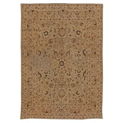 Pre-owned 1stdibs Doris Leslie Blau Antique Tabriz Floral Allover Rug In Warm Tan - C. 1920 In Brown