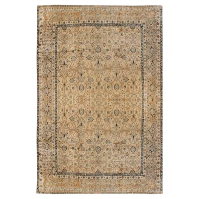 Pre-owned 1stdibs Doris Leslie Blau Antique Tabriz Floral Allover Soft Beige Rug - C. 1900 In Brown