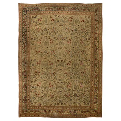 Pre-owned 1stdibs Doris Leslie Blau Antique Tabriz Floral Allover Warm Tan Rug - C. 1900 In Brown