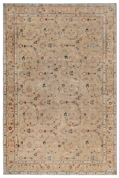 Pre-owned 1stdibs Doris Leslie Blau Antique Tabriz Floral Allover Warm Tan Rug - C. 1900 In Brown
