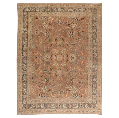 Pre-owned 1stdibs Doris Leslie Blau Antique Tabriz Floral Allover Warm Tan Rug - C. 1900 In Brown