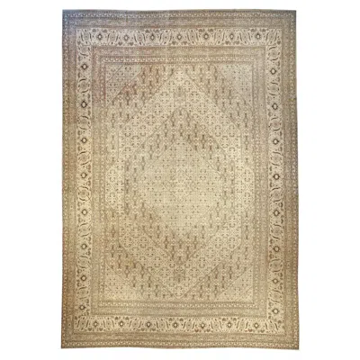 Pre-owned 1stdibs Doris Leslie Blau Antique Tabriz Medallion Oversized Beige Carpet - C. 1880 In Brown
