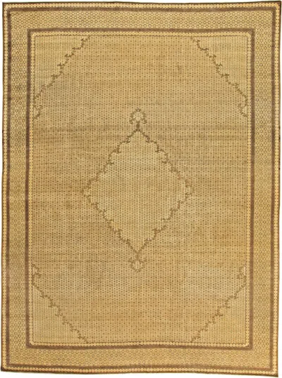 Pre-owned 1stdibs Doris Leslie Blau Antique Tabriz Medallion Warm Tan Rug - C. 1920 Ghom In Brown