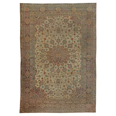 Pre-owned 1stdibs Doris Leslie Blau Exquisite Antique Tabriz Medallion Soft Beige Rug - C. 1880 In Brown