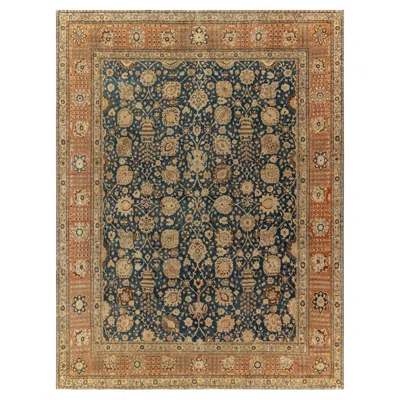 Pre-owned 1stdibs Doris Leslie Blau Tabriz Antique Allover Floral In Warm Tan Rug - C. 1900 In Brown