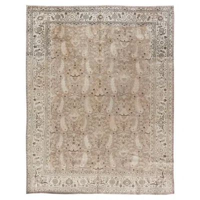 Pre-owned 1stdibs Doris Leslie Blau Tabriz Antique Allover Floral Soft Beige Rug - C. 1920 In Brown