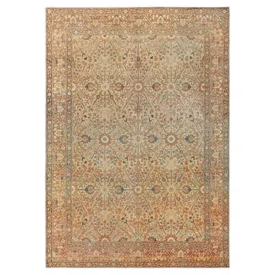 Pre-owned 1stdibs Doris Leslie Blau Tabriz Antique Allover Floral Warm Tan Rug - C. 1920 In Brown