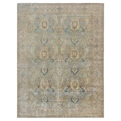 Pre-owned 1stdibs Doris Leslie Blau Tabriz Antique Allover Geometric Cream Beige Rug - C. 1900 In White