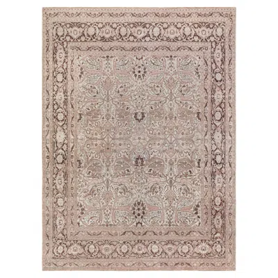 Pre-owned 1stdibs Doris Leslie Blau Tabriz Antique Floral Allover Classic Taupe Rug - C. 1920 In Brown