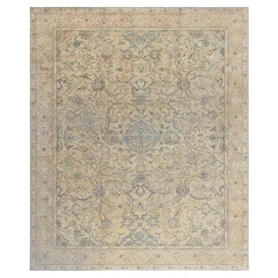 Pre-owned 1stdibs Doris Leslie Blau Tabriz Antique Floral Allover Soft Beige Rug - C. 1880 In Brown