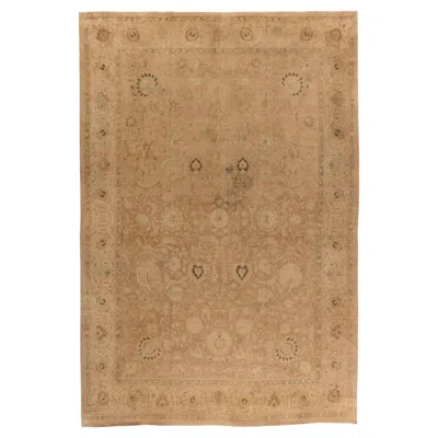 Pre-owned 1stdibs Doris Leslie Blau Tabriz Antique Floral Allover Warm Tan Rug - C. 1920 In Brown