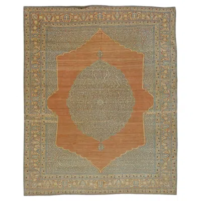 Pre-owned 1stdibs Doris Leslie Blau Tabriz Antique Medallion Rug In Warm Tan - C. 1880 In Brown