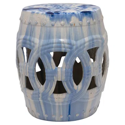 Pre-owned 1stdibs Drip Glaze Blue & White Prosperity Garden Stool