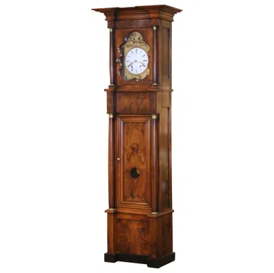 Pre-owned 1stdibs Early 19th Century French Empire Walnut Tall Case Grandfather Clock In Brown