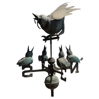 Pre-owned 1stdibs Early 20th Century Italian Three-dimensional Copper Weather Vane Birds In Black